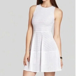 BCBG Maxazria - "Cassandra" White Dress with tan underlay- XSmall